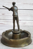 Hunter w/ Rifle Gun Ashtray Bronze Milo Art Sculpture 9" x 7"