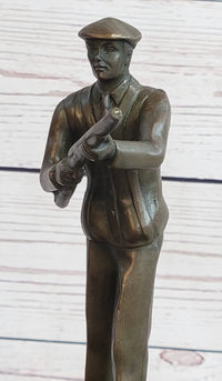 Hunter w/ Rifle Gun Ashtray Bronze Milo Art Sculpture 9" x 7"