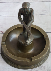 Hunter w/ Rifle Gun Ashtray Bronze Milo Art Sculpture 9" x 7"