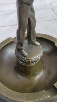 Hunter w/ Rifle Gun Ashtray Bronze Milo Art Sculpture 9" x 7"