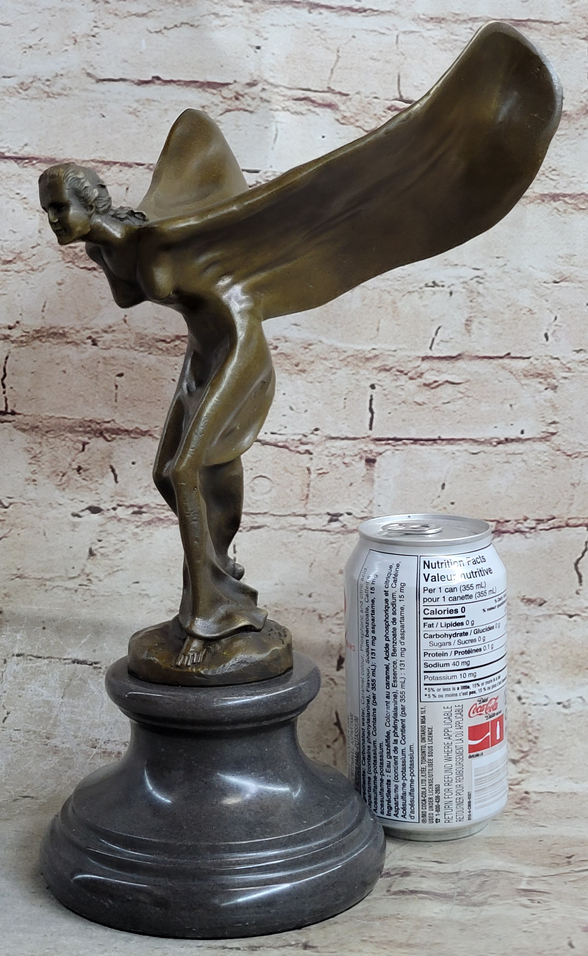 Spirit of Ecstasy Rolls Royce Hood Ornament Bronze 12" x 8"