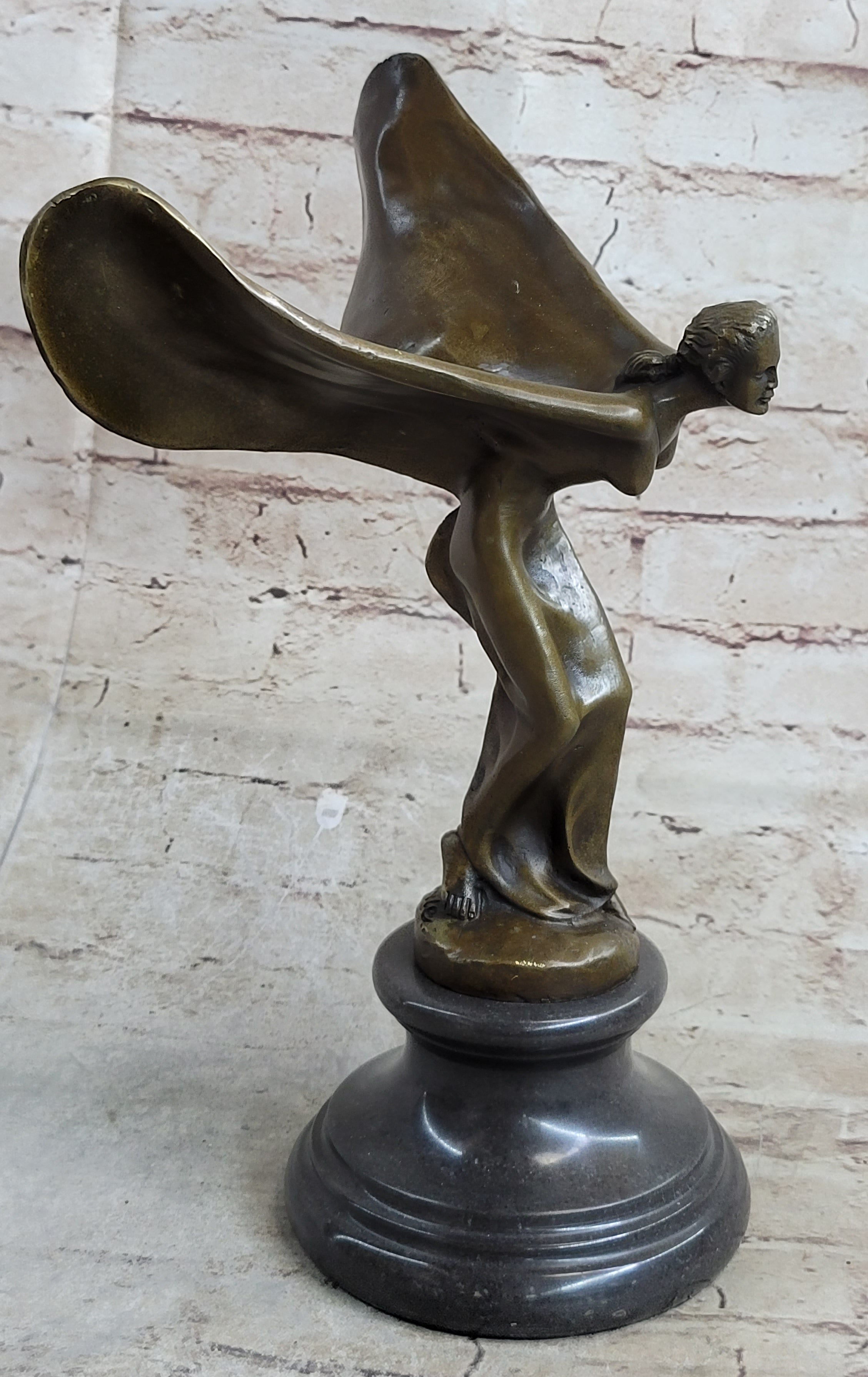 Spirit of Ecstasy Rolls Royce Hood Ornament Bronze 12" x 8"