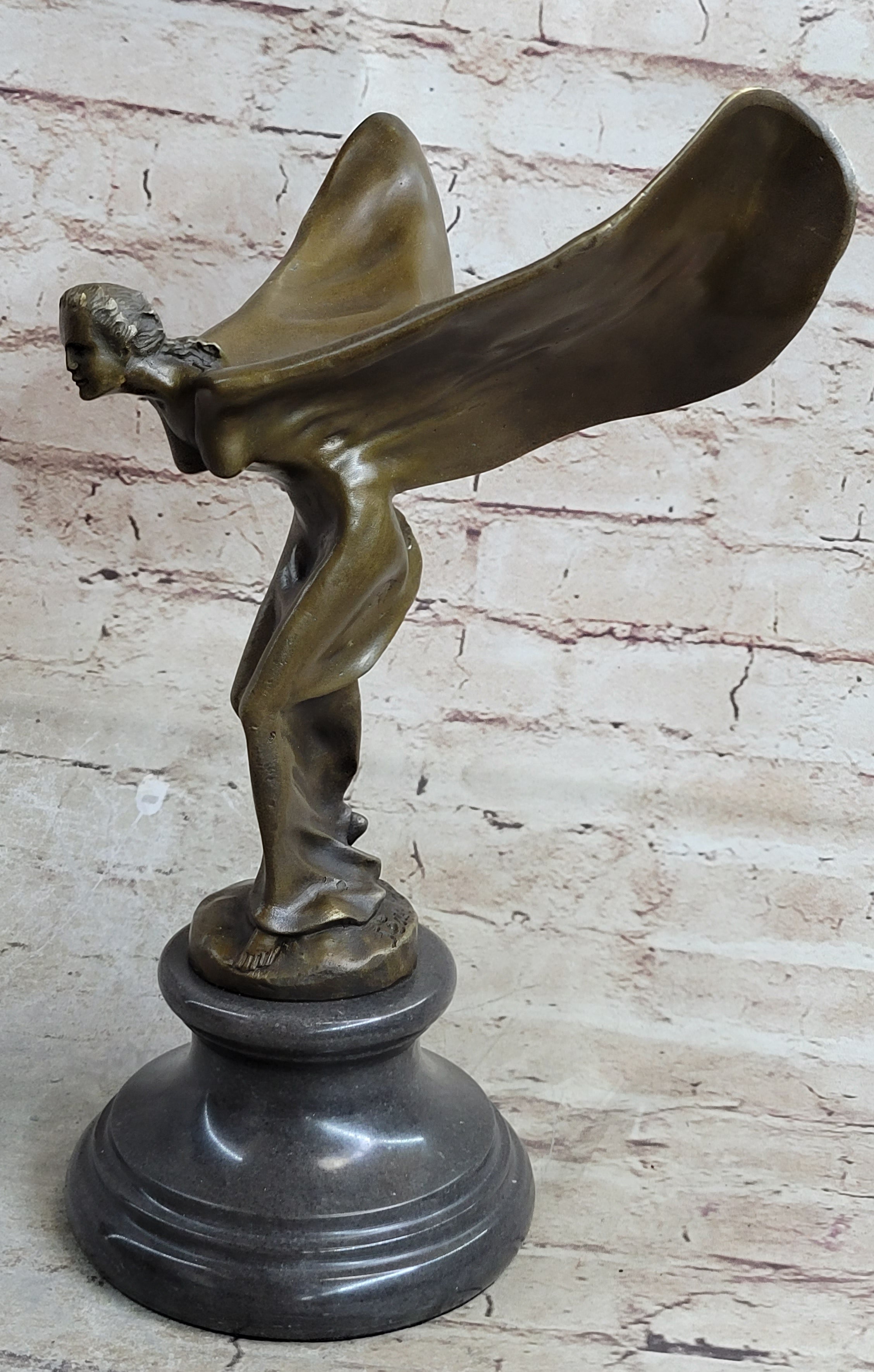 Spirit of Ecstasy Rolls Royce Hood Ornament Bronze 12" x 8"