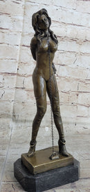 Erotic Art Bondage Girl Female Figure Statue Sculpture Handcuffs Choker 13" x 6"