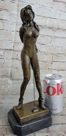 Erotic Art Bondage Girl Female Figure Statue Sculpture Handcuffs Choker 13" x 6"