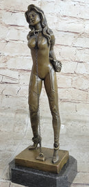 Erotic Art Bondage Girl Female Figure Statue Sculpture Handcuffs Choker 13" x 6"