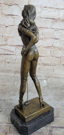 Erotic Art Bondage Girl Female Figure Statue Sculpture Handcuffs Choker 13" x 6"