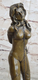Erotic Art Bondage Girl Female Figure Statue Sculpture Handcuffs Choker 13" x 6"
