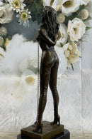 Erotic Bondage Bronze Sculpture Girl w/ Chain Choker Mavchi 13.5" x 5"