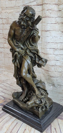 Saint Carrying Cross Bronze Sculpture 22" x 10"