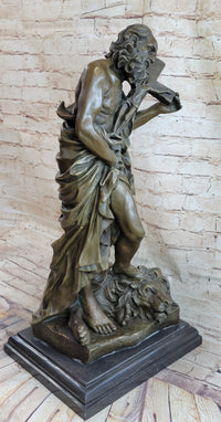 Saint Carrying Cross Bronze Sculpture 22" x 10"
