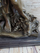 Saint Carrying Cross Bronze Sculpture 22" x 10"