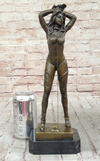 Sexy Chained Up Bondage Girl in High Boots - Bronze Metal Sculpture Figure by Preiss