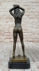 Sexy Chained Up Bondage Girl in High Boots - Bronze Metal Sculpture Figure by Preiss