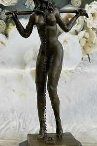 Erotic Art Bronze Bondage Girl Female Figure Sculpture Mavchi 13" x 6"