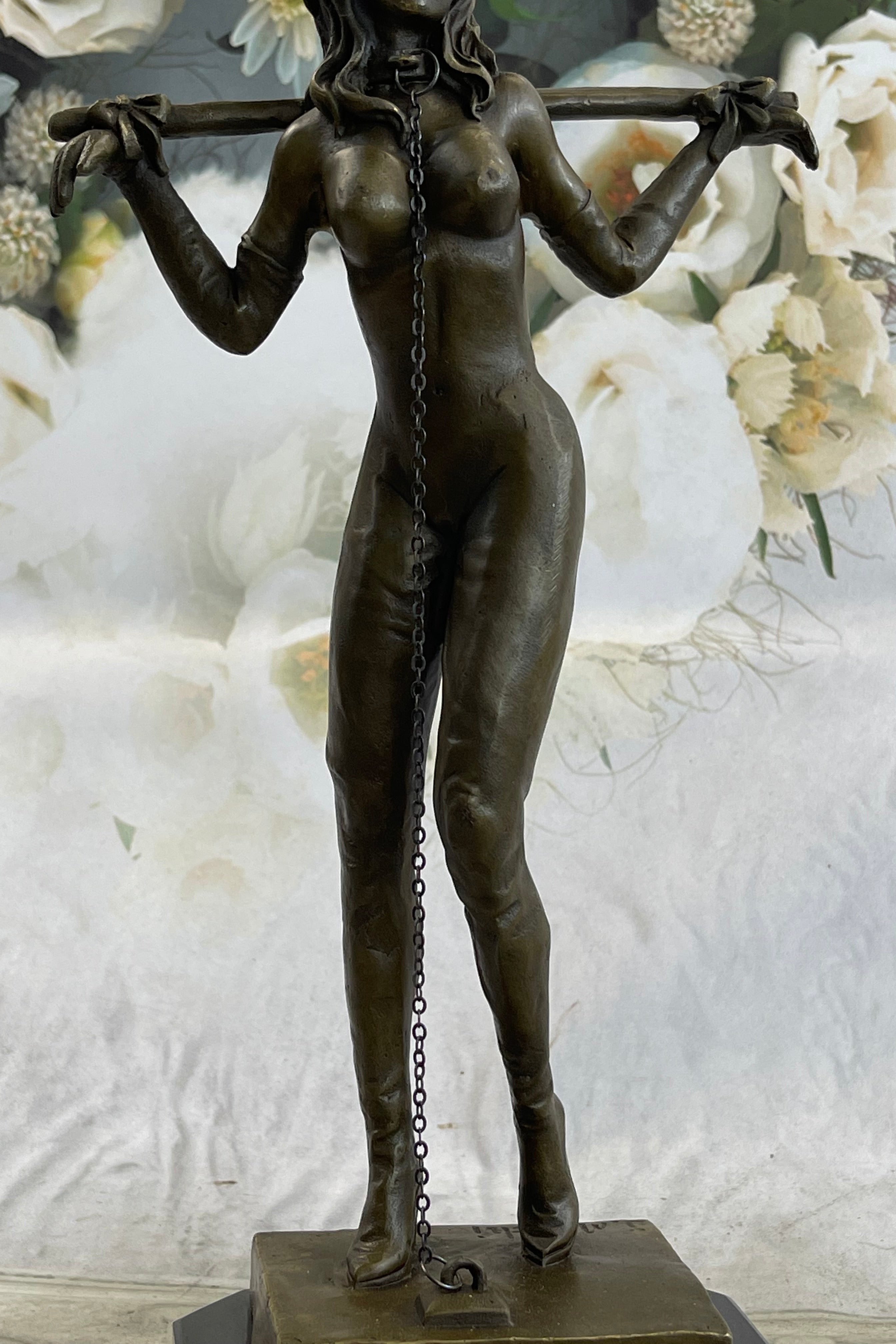 Erotic Art Bronze Bondage Girl Female Figure Sculpture Mavchi 13" x 6"