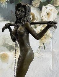 Erotic Art Bronze Bondage Girl Female Figure Sculpture Mavchi 13" x 6"