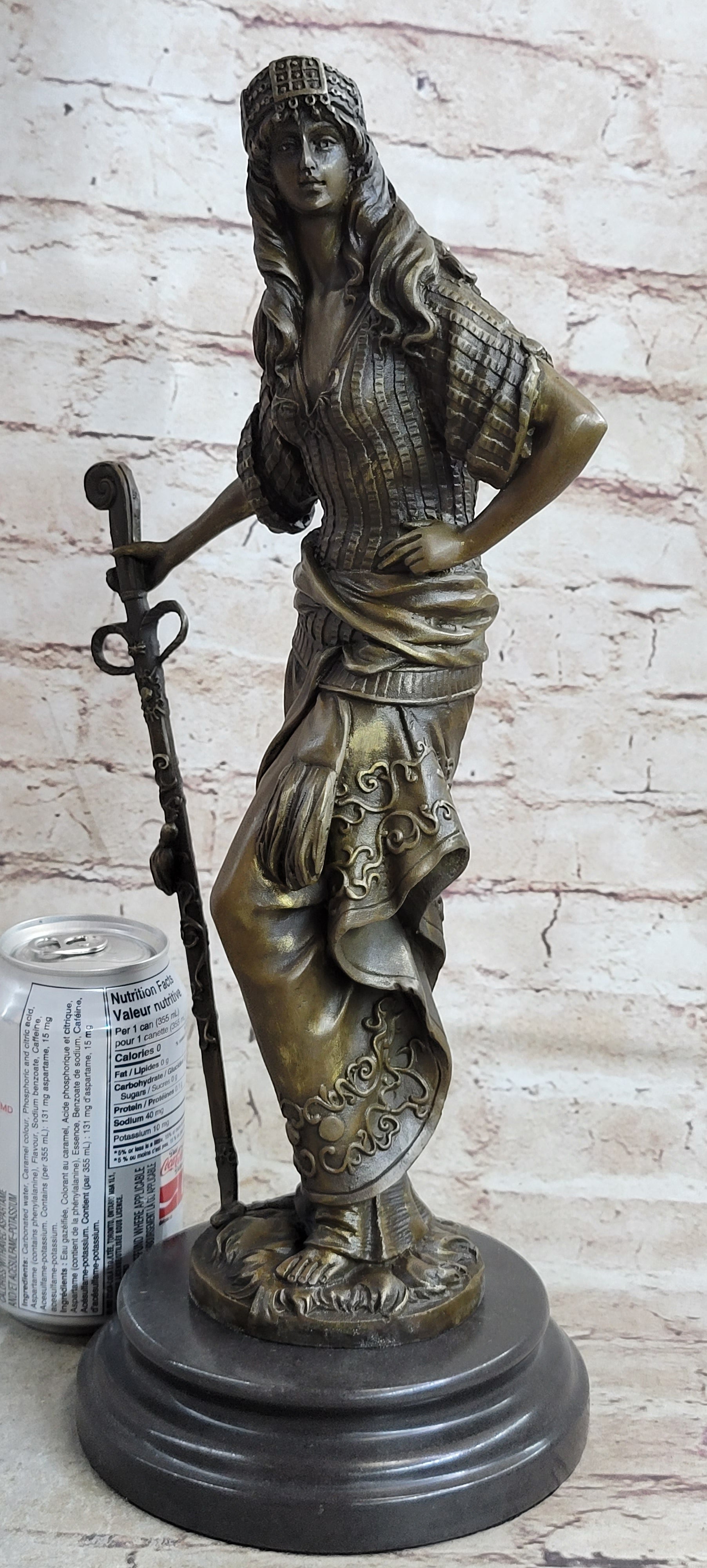 Ancient Warrior Princess w/ Sword Bronze 15" x 8" Sculpture