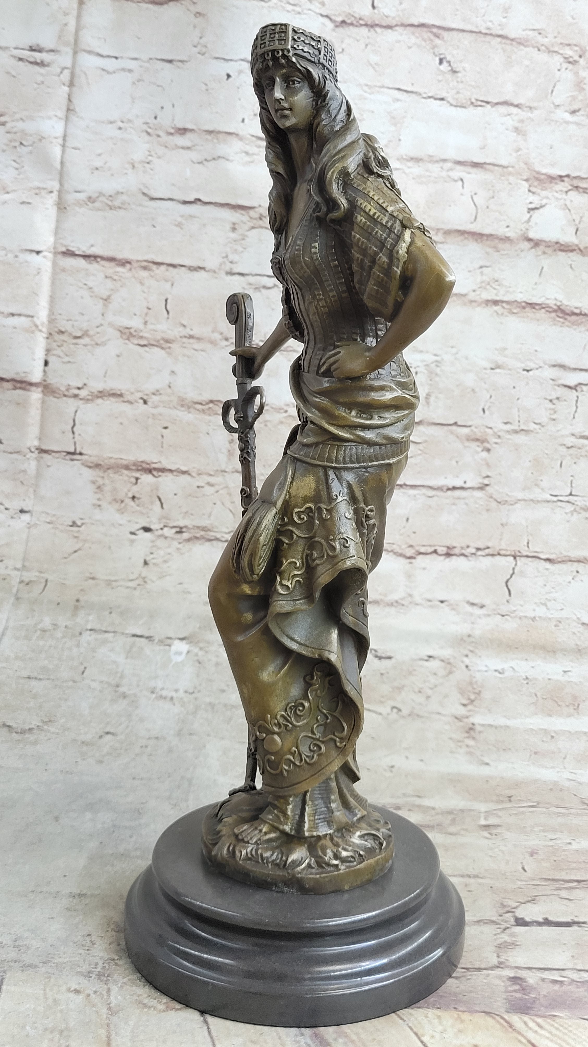 Ancient Warrior Princess w/ Sword Bronze 15" x 8" Sculpture