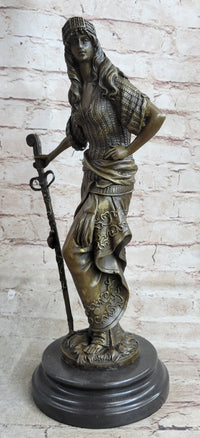 Ancient Warrior Princess w/ Sword Bronze 15" x 8" Sculpture