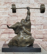 Bronze Muscular Weightlifting Man Statue Sport Sculpture Art Gorgeous Home Office Decor
