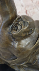 Bronze Muscular Weightlifting Man Statue Sport Sculpture Art Gorgeous Home Office Decor
