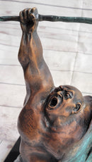 Powerlifter Weight Lifter Bodybuilder Bronze Sculpture on Marble Base