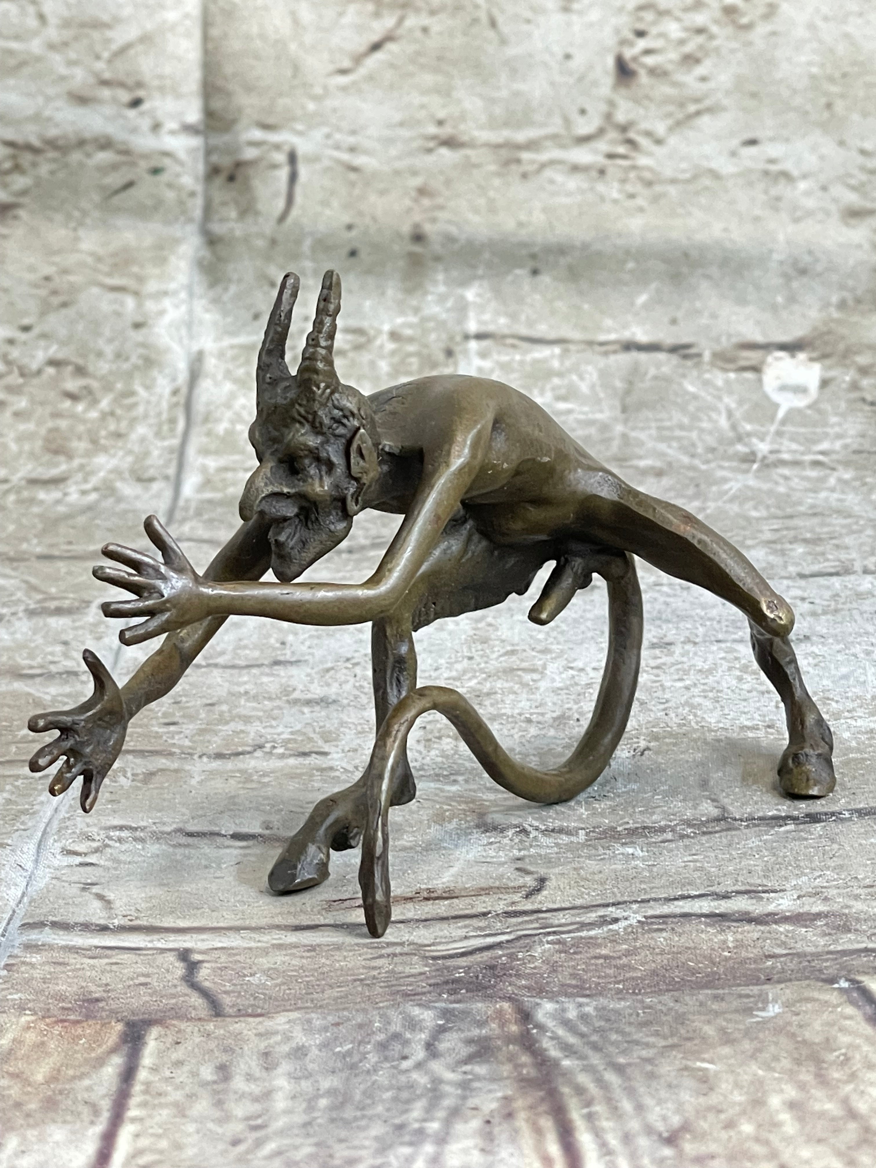 Mythological Greek Satyr Horny Devil Bronze Sculpture 3.5" x 5.5"