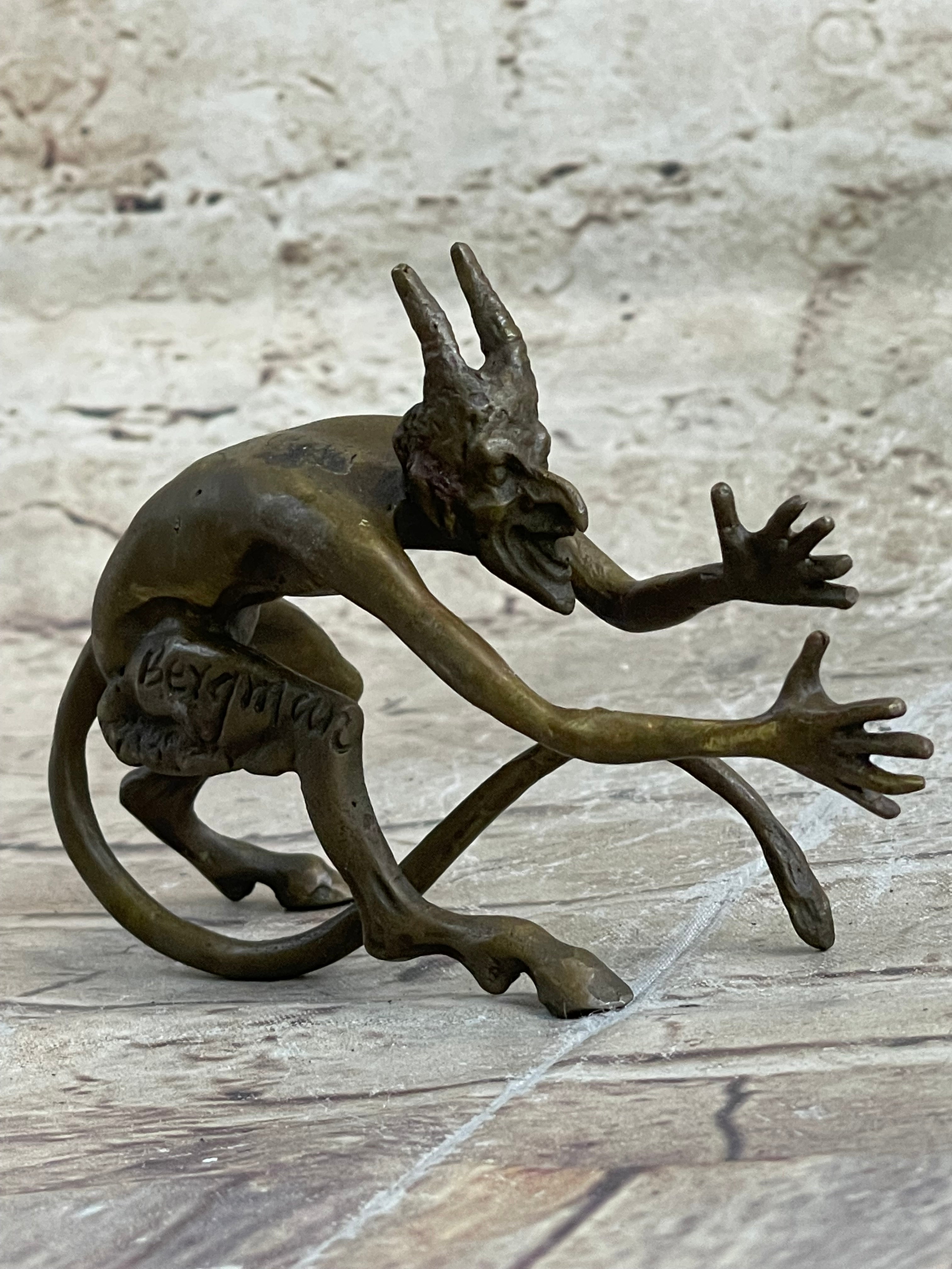 Mythological Greek Satyr Horny Devil Bronze Sculpture 3.5" x 5.5"