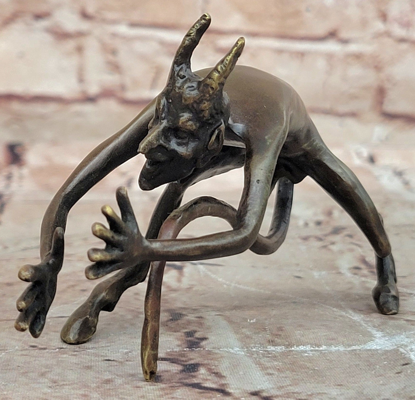 Mythological Greek Satyr Horny Devil Bronze Sculpture 3.5" x 5.5"