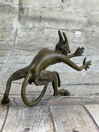 Mythological Greek Satyr Horny Devil Bronze Sculpture 3.5" x 5.5"