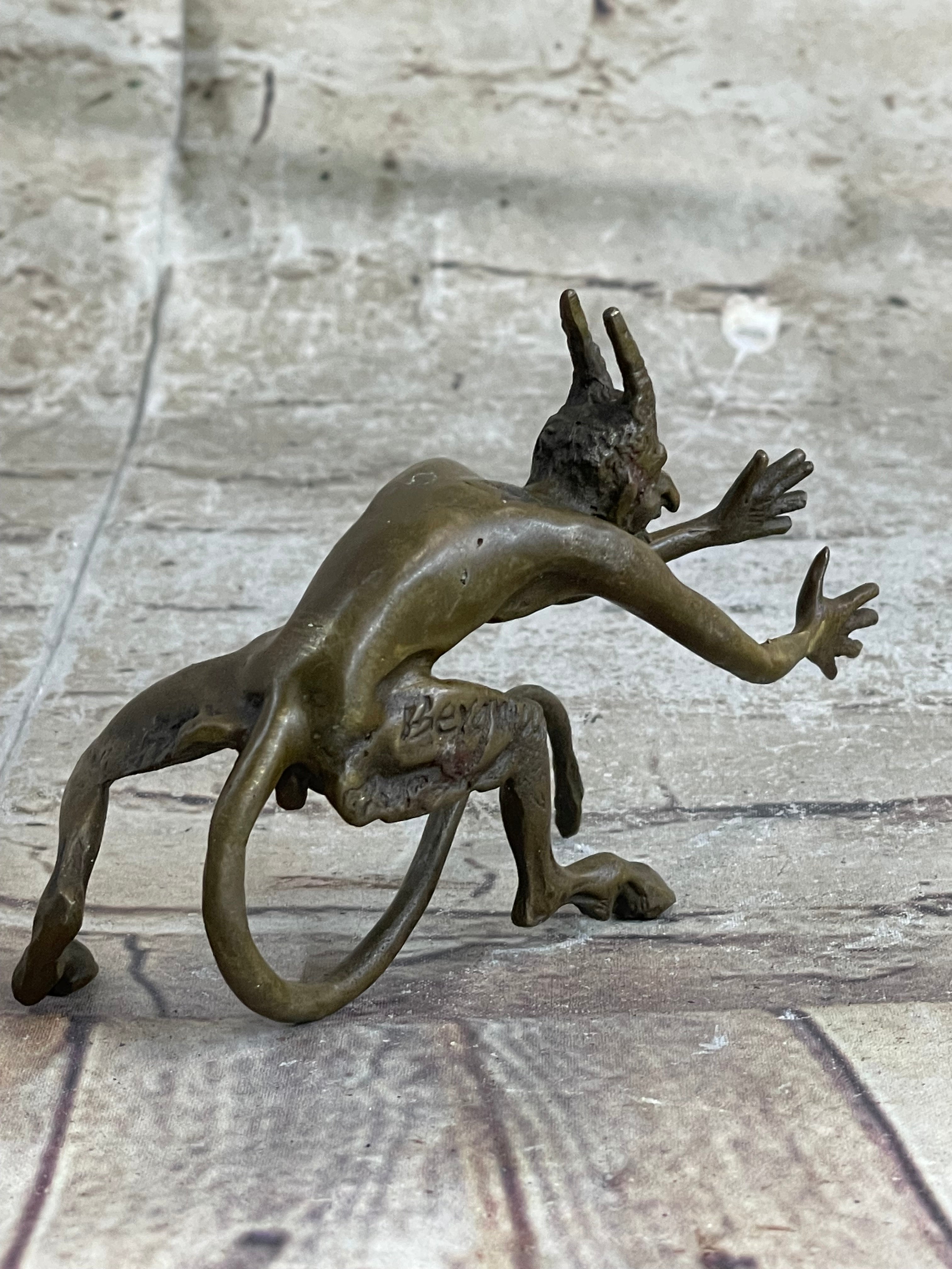 Mythological Greek Satyr Horny Devil Bronze Sculpture 3.5" x 5.5"