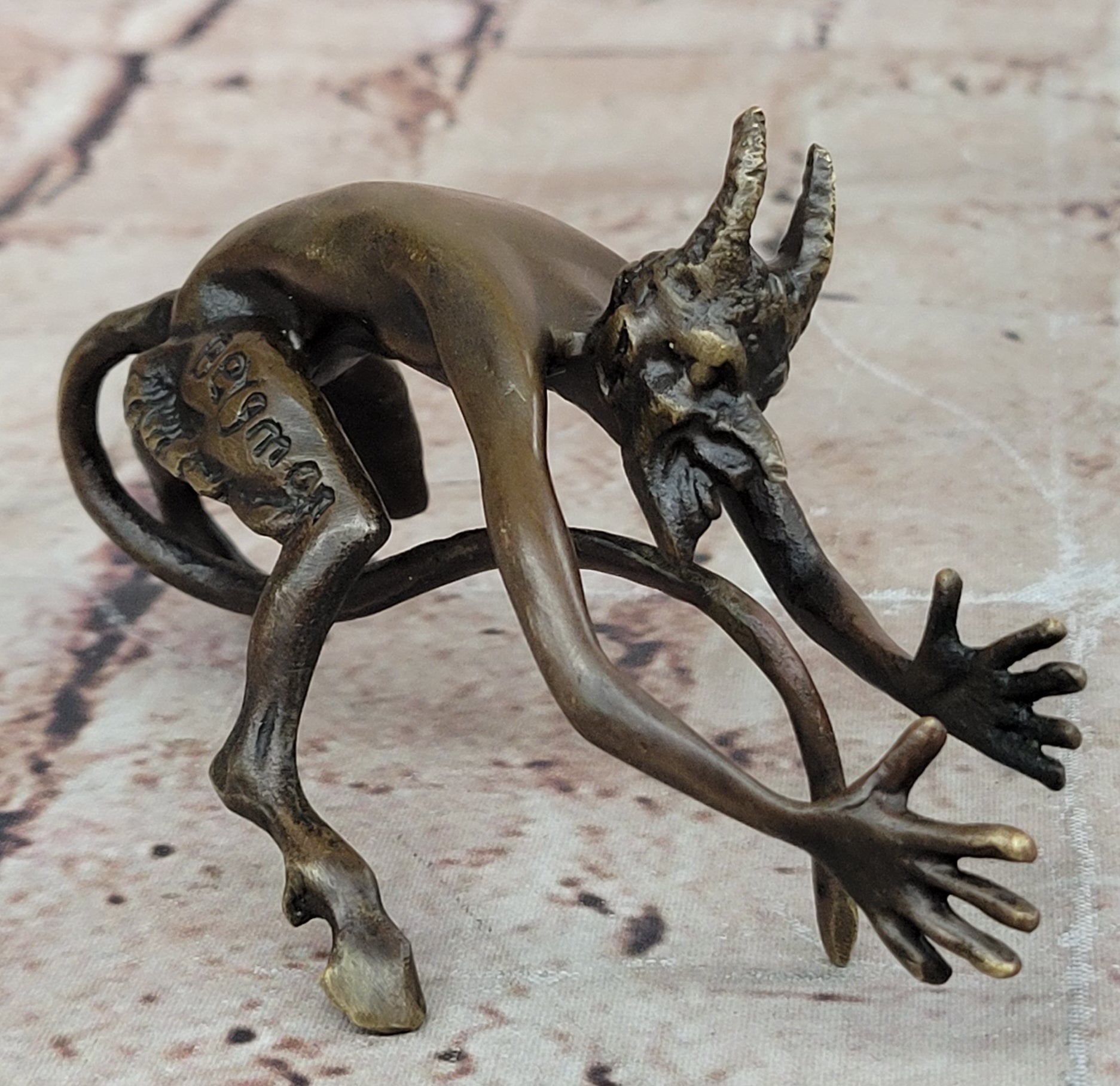 Mythological Greek Satyr Horny Devil Bronze Sculpture 3.5" x 5.5"