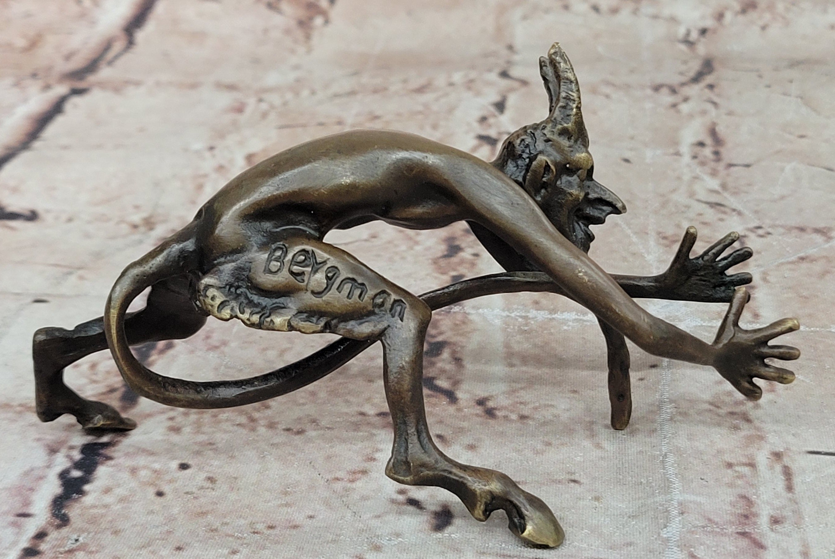 Mythological Greek Satyr Horny Devil Bronze Sculpture 3.5" x 5.5"