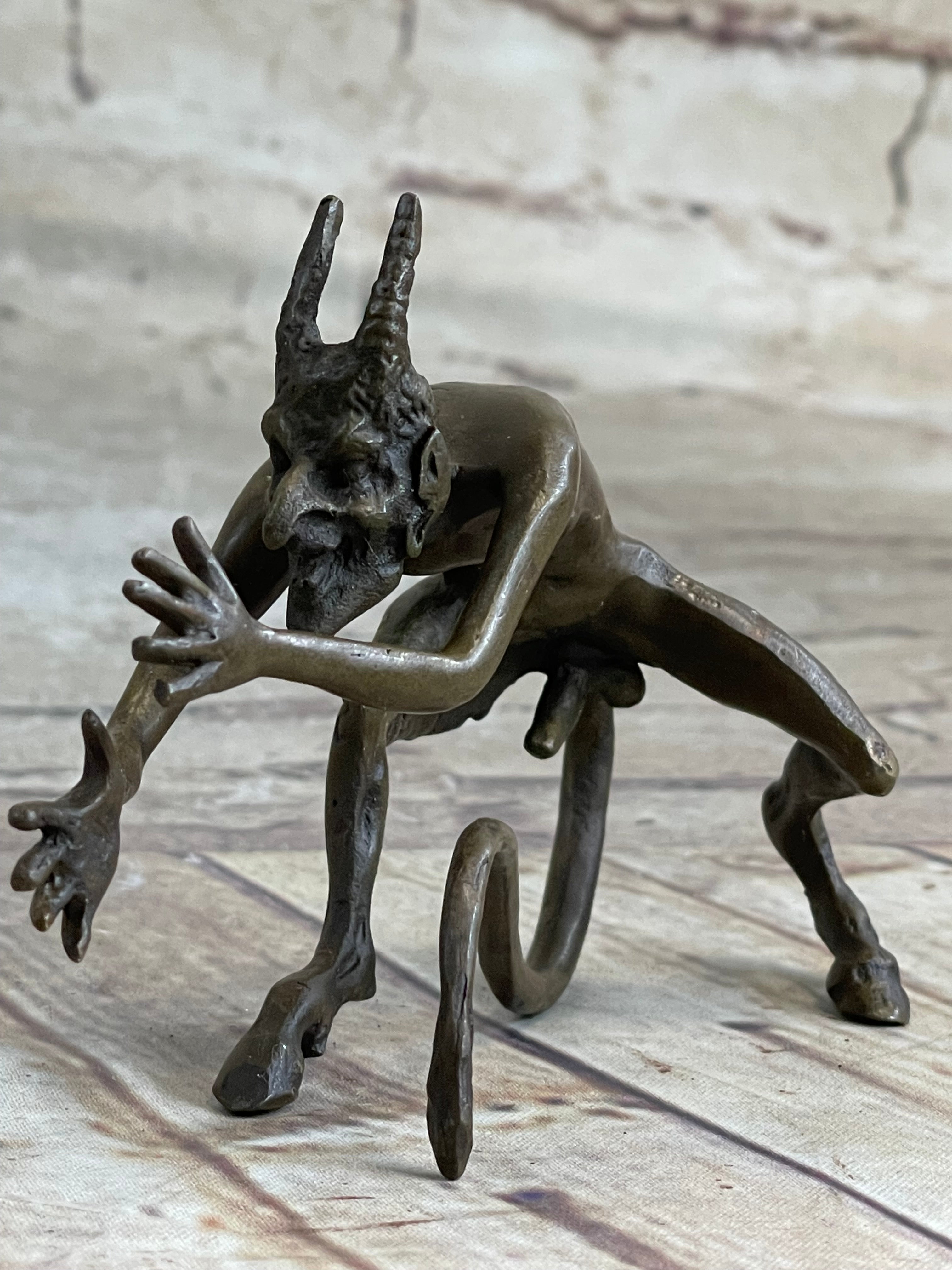 Mythological Greek Satyr Horny Devil Bronze Sculpture 3.5" x 5.5"