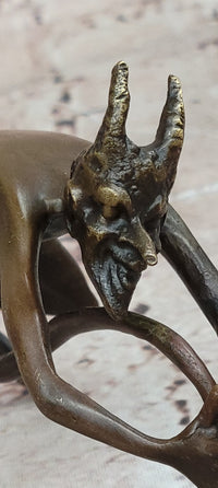 Mythological Greek Satyr Horny Devil Bronze Sculpture 3.5" x 5.5"