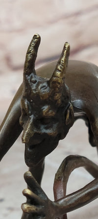 Mythological Greek Satyr Horny Devil Bronze Sculpture 3.5" x 5.5"