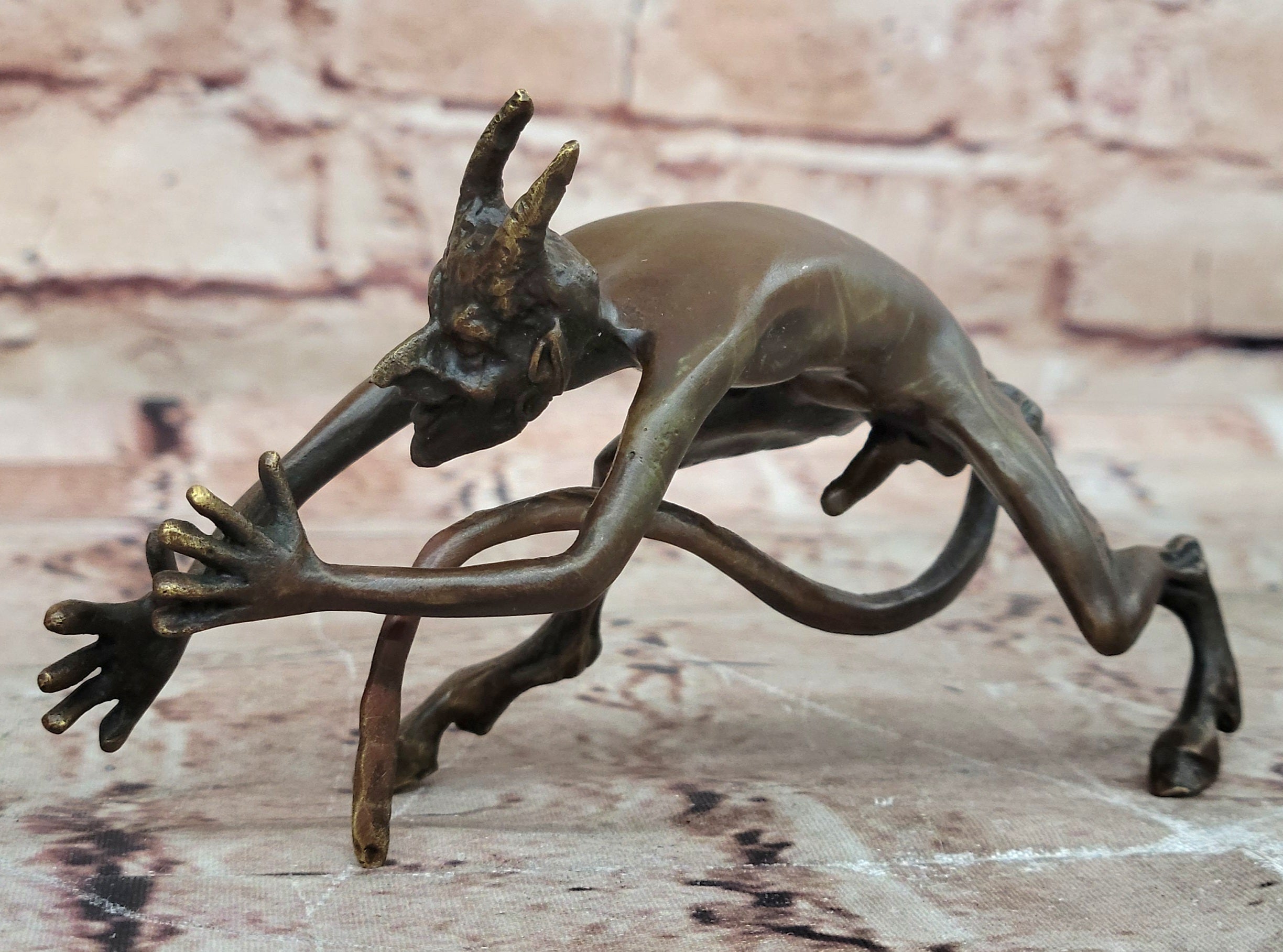 Mythological Greek Satyr Horny Devil Bronze Sculpture 3.5" x 5.5"