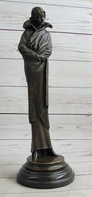 Art Deco Young Woman with Long Jacket Bronze Sculpture 16" x 5"