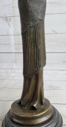 Art Deco Young Woman with Long Jacket Bronze Sculpture 16" x 5"