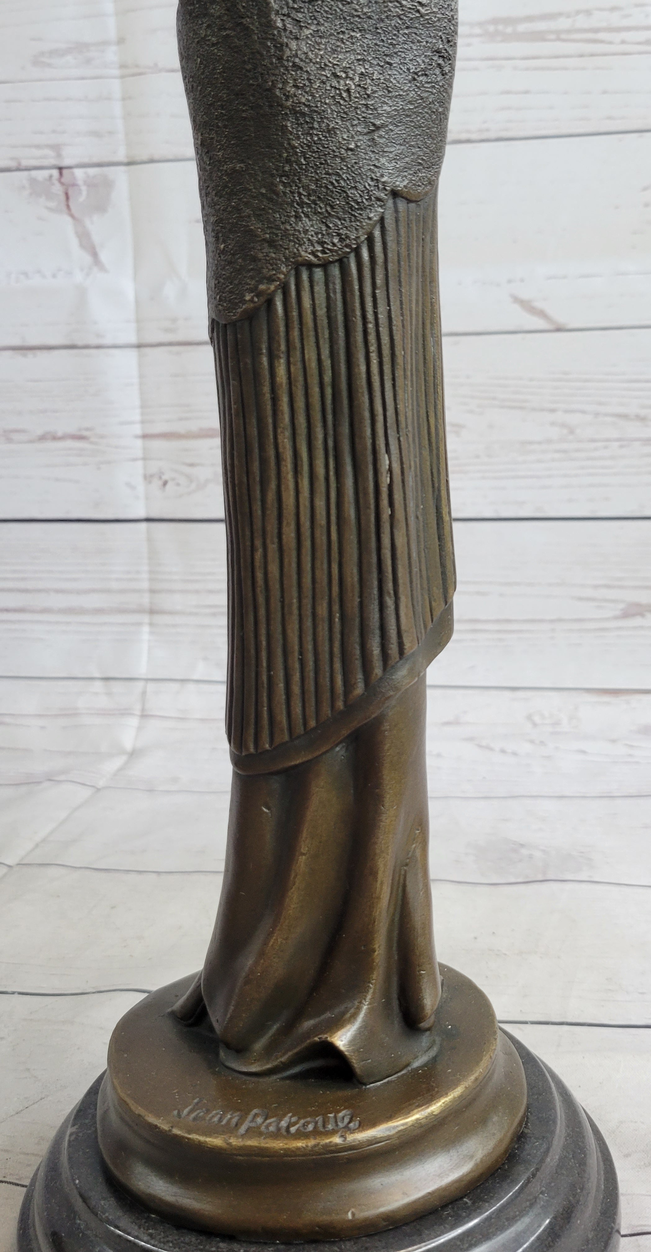 Art Deco Young Woman with Long Jacket Bronze Sculpture 16" x 5"