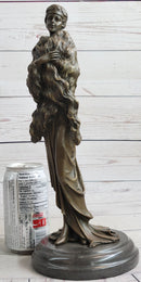 Flapper Fashion 1920's Woman in Furs Bronze Sculpture 14" x 5"