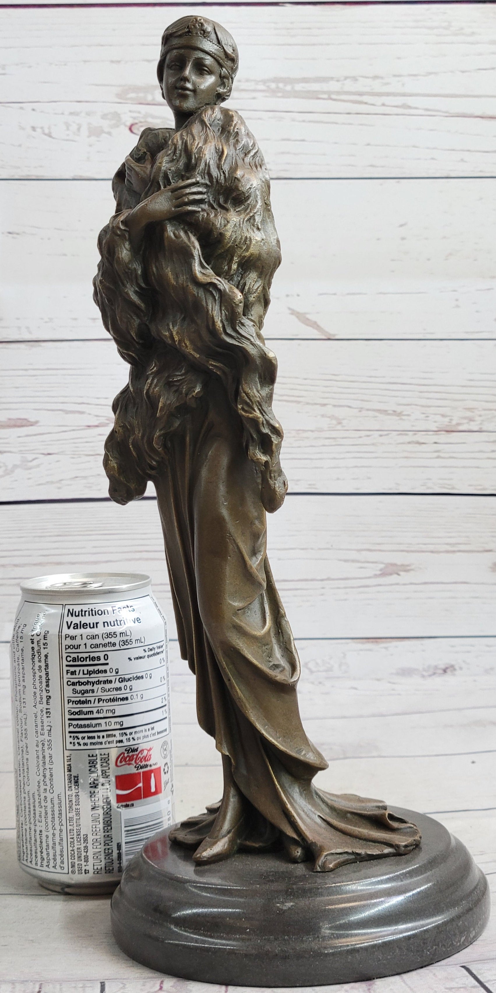 Flapper Fashion 1920's Woman in Furs Bronze Sculpture 14" x 5"