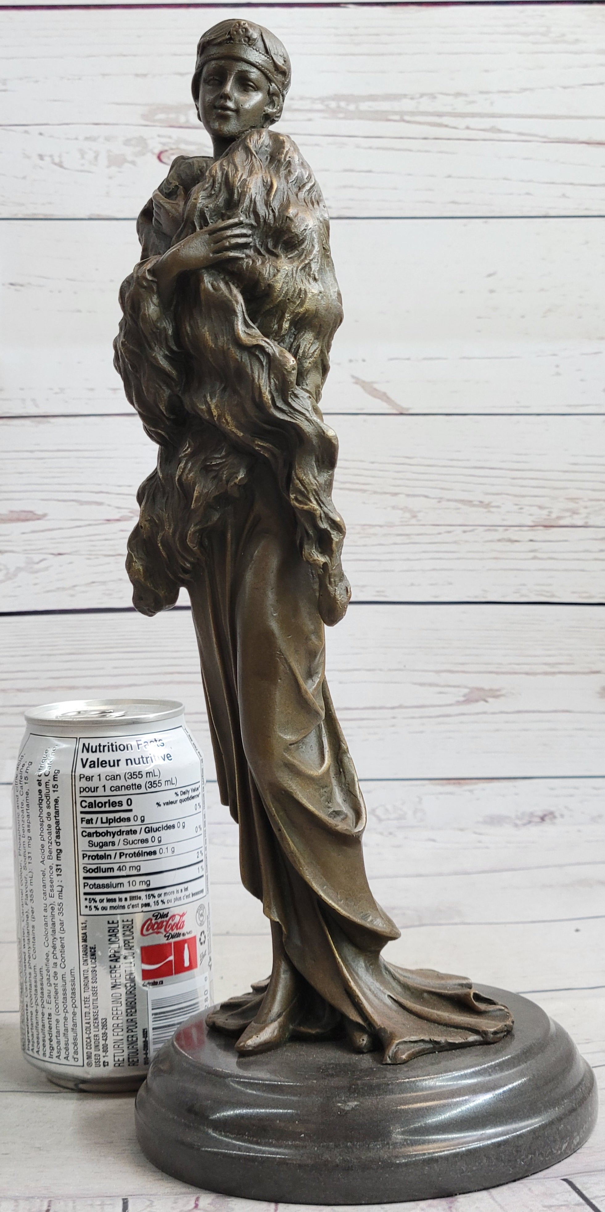 Flapper Fashion 1920's Woman in Furs Bronze Sculpture 14" x 5"