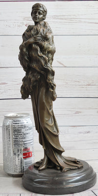 Flapper Fashion 1920's Woman in Furs Bronze Sculpture 14" x 5"