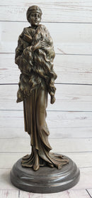 Flapper Fashion 1920's Woman in Furs Bronze Sculpture 14" x 5"
