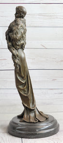 Flapper Fashion 1920's Woman in Furs Bronze Sculpture 14" x 5"
