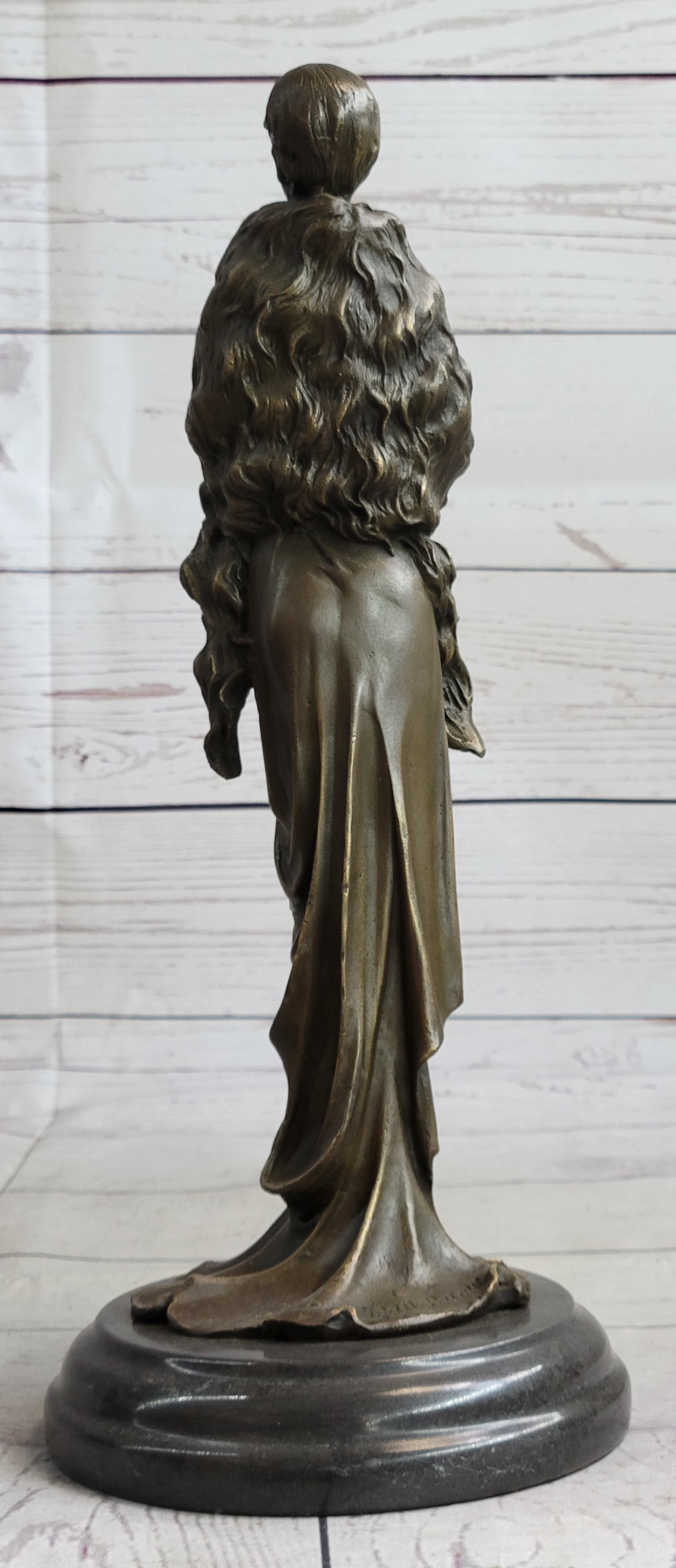 Flapper Fashion 1920's Woman in Furs Bronze Sculpture 14" x 5"