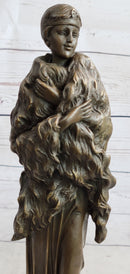Flapper Fashion 1920's Woman in Furs Bronze Sculpture 14" x 5"