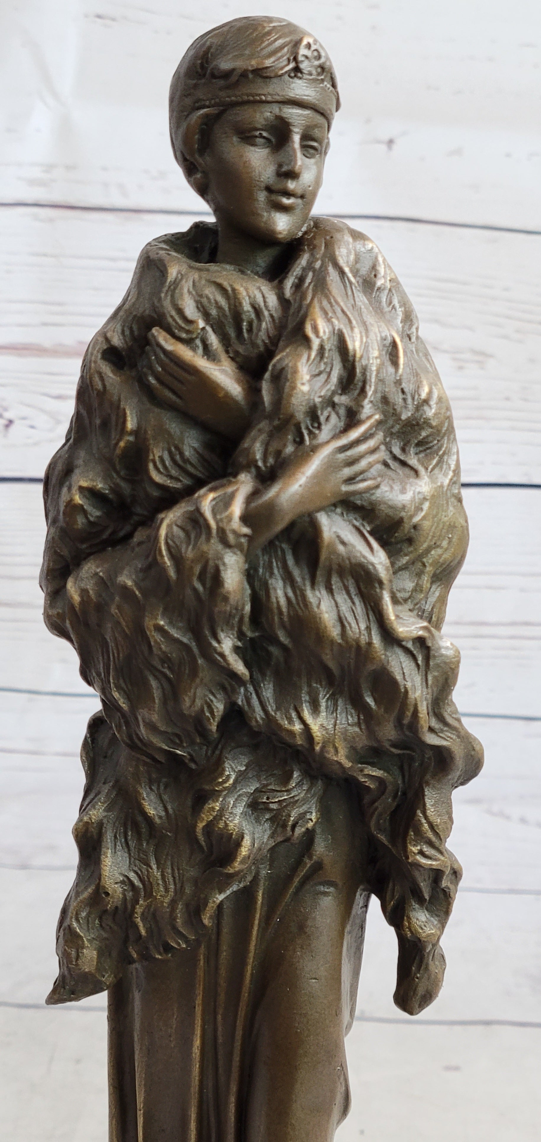 Flapper Fashion 1920's Woman in Furs Bronze Sculpture 14" x 5"